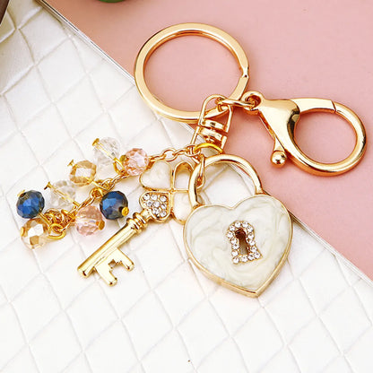 Elegant Korean Style Bag Metal Inlay Rhinestones Women'S Bag Pendant Keychain