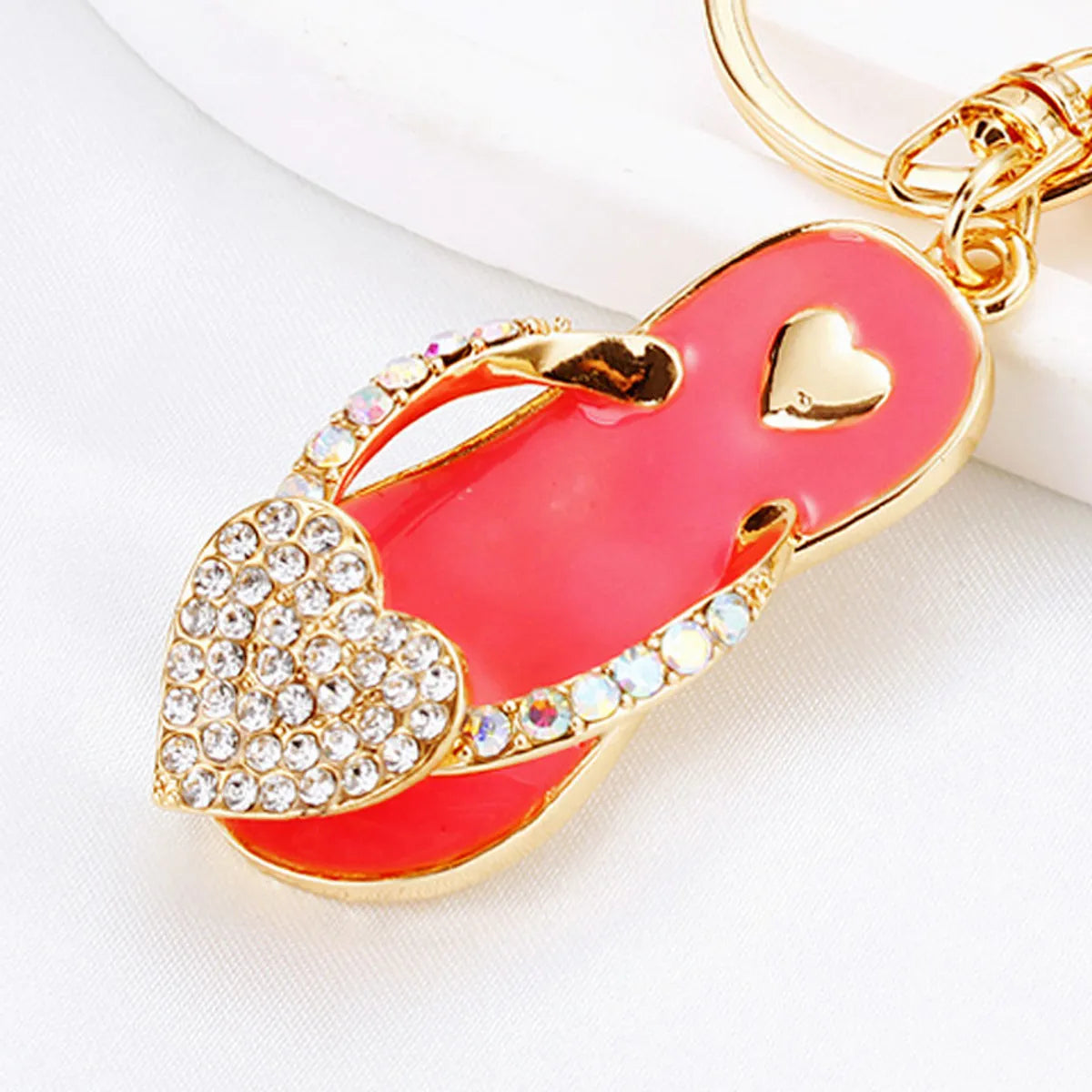 Elegant Korean Style Bag Metal Inlay Rhinestones Women'S Bag Pendant Keychain