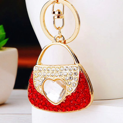 Elegant Korean Style Bag Metal Inlay Rhinestones Women'S Bag Pendant Keychain