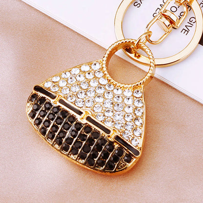 Elegant Korean Style Bag Metal Inlay Rhinestones Women'S Bag Pendant Keychain