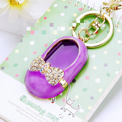 Elegant Korean Style Bag Metal Inlay Rhinestones Women'S Bag Pendant Keychain