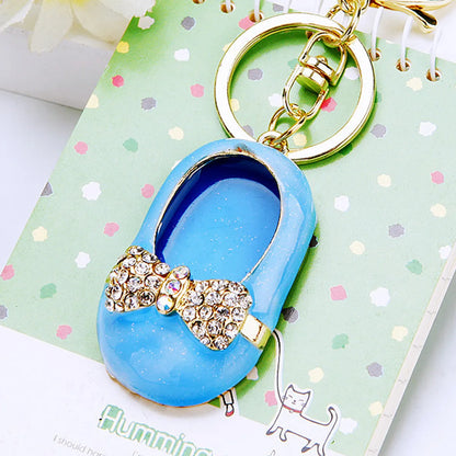 Elegant Korean Style Bag Metal Inlay Rhinestones Women'S Bag Pendant Keychain