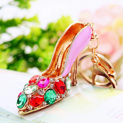 Elegant Korean Style Bag Metal Inlay Rhinestones Women'S Bag Pendant Keychain