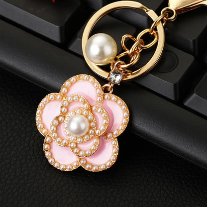 Elegant Korean Style Bag Metal Inlay Rhinestones Women'S Bag Pendant Keychain