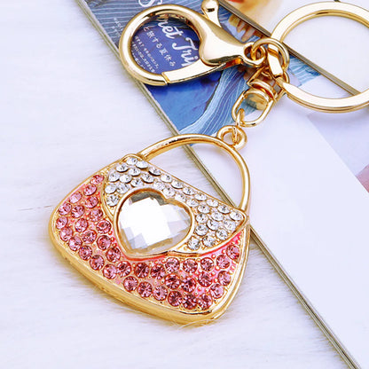 Elegant Korean Style Bag Metal Inlay Rhinestones Women'S Bag Pendant Keychain