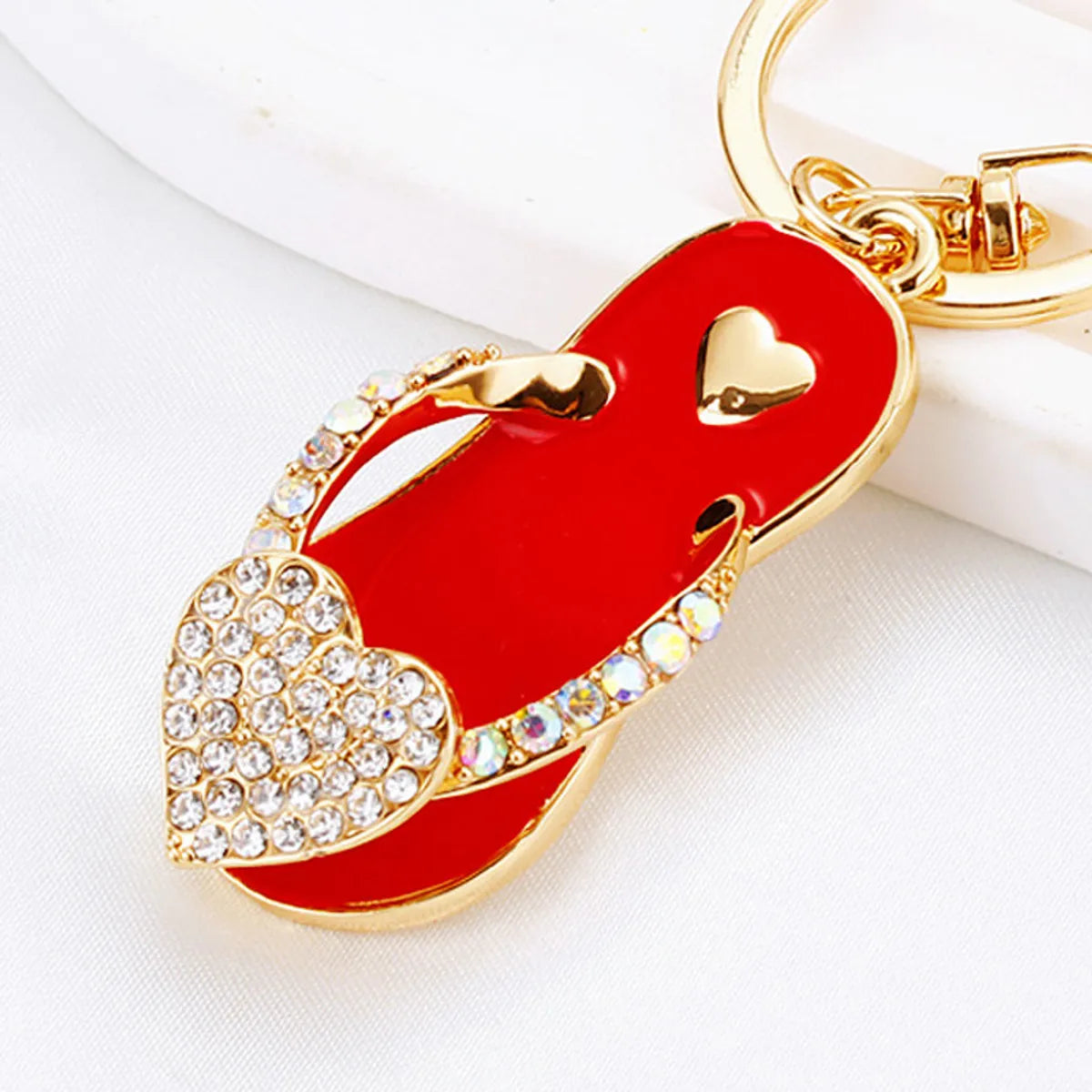 Elegant Korean Style Bag Metal Inlay Rhinestones Women'S Bag Pendant Keychain