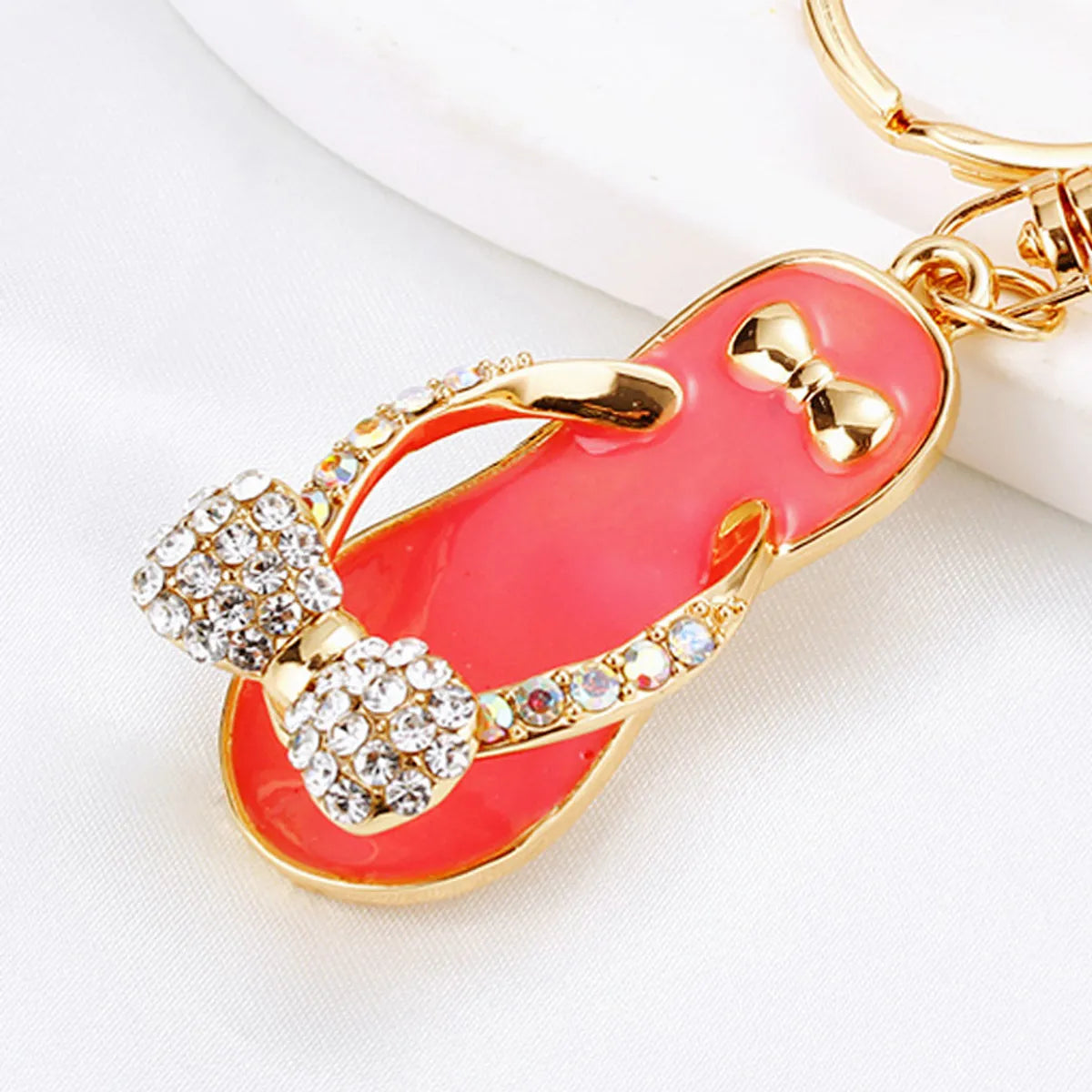 Elegant Korean Style Bag Metal Inlay Rhinestones Women'S Bag Pendant Keychain