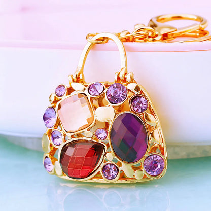 Elegant Korean Style Bag Metal Inlay Rhinestones Women'S Bag Pendant Keychain