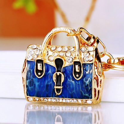 Elegant Korean Style Bag Metal Inlay Rhinestones Women'S Bag Pendant Keychain