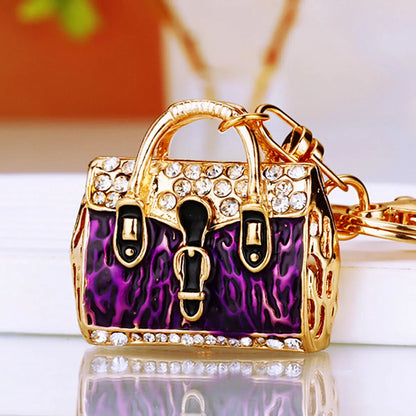 Elegant Korean Style Bag Metal Inlay Rhinestones Women'S Bag Pendant Keychain