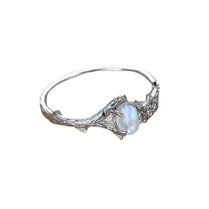 Elegant Korean Style Geometric Alloy Inlay Moonstone White Gold Plated Silver Plated Women'S Rings