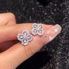 Elegant Korean Style Leaf Titanium Steel Inlay Zircon Earrings Necklace