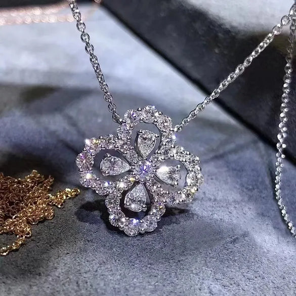 Elegant Korean Style Leaf Titanium Steel Inlay Zircon Earrings Necklace