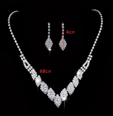Elegant Lady Bridal Geometric Artificial Crystal Artificial Rhinestones Artificial Crystal Alloy Wholesale Earrings Necklace Jewelry Set
