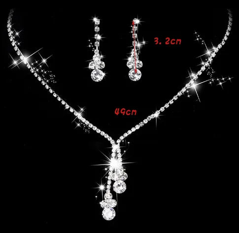 Elegant Lady Bridal Geometric Artificial Crystal Artificial Rhinestones Artificial Crystal Alloy Wholesale Earrings Necklace Jewelry Set