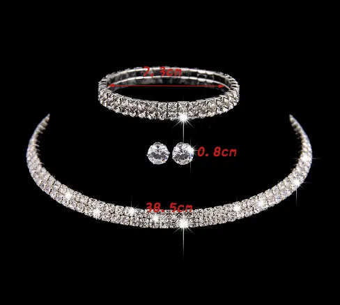Elegant Lady Bridal Geometric Artificial Crystal Artificial Rhinestones Artificial Crystal Alloy Wholesale Earrings Necklace Jewelry Set