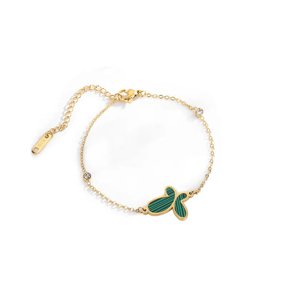 Elegant Lady Butterfly Titanium Steel 18K Gold Plated Diamond Bracelets In Bulk