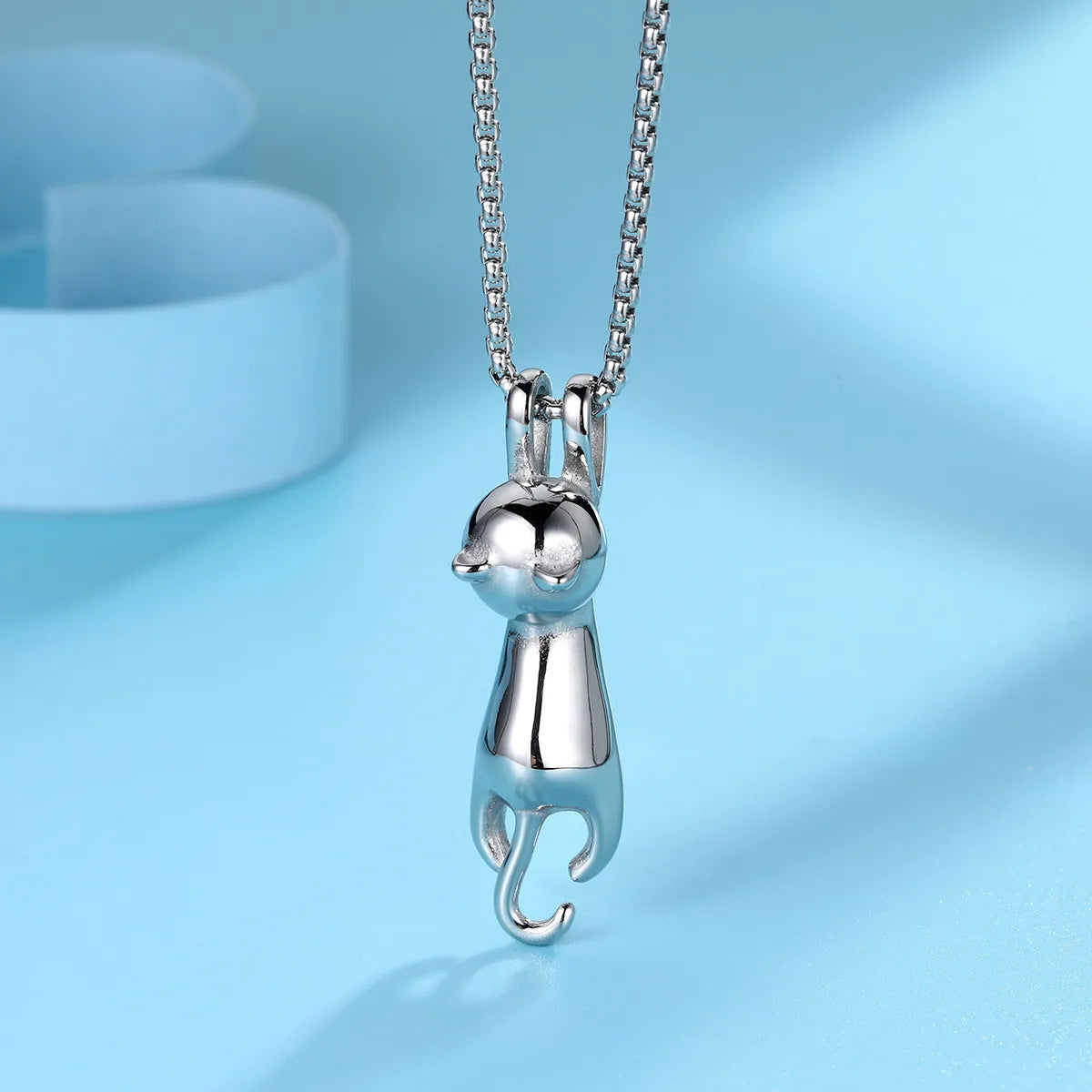 Elegant Lady Cat Titanium Steel Pendant Necklace