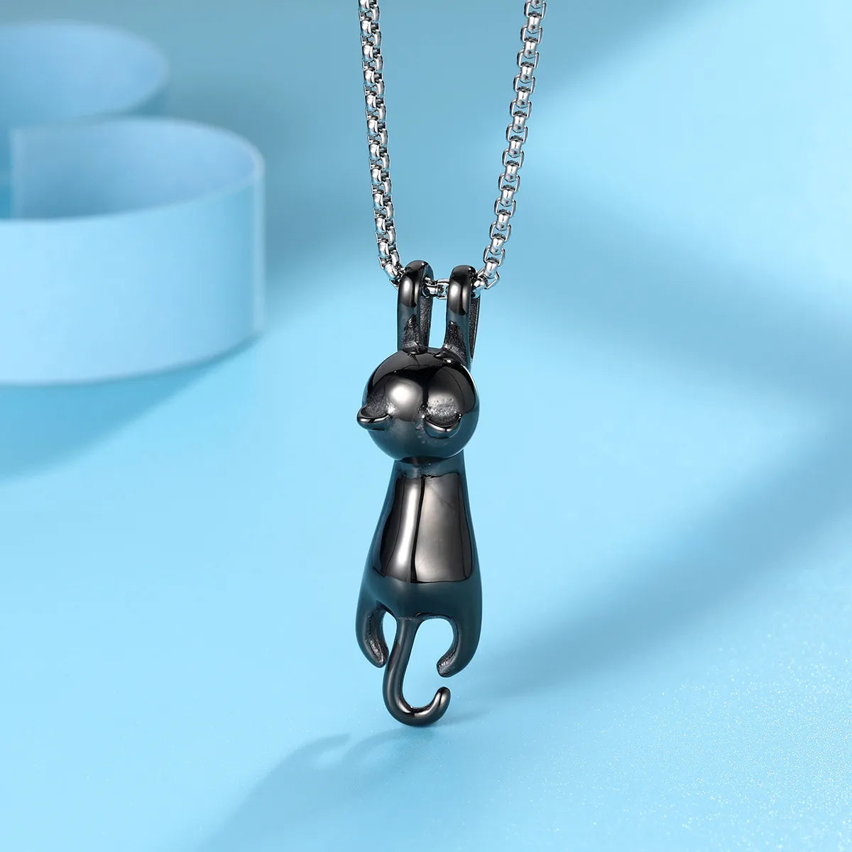 Elegant Lady Cat Titanium Steel Pendant Necklace