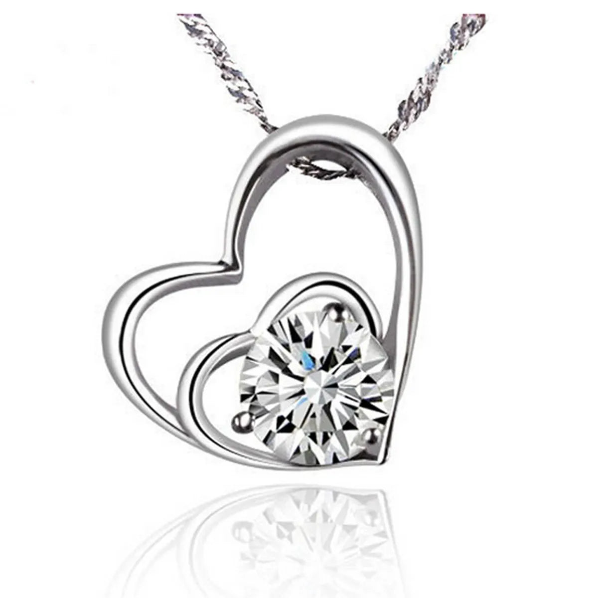 Elegant Lady Classic Style Heart Shape Alloy Plating Inlay Zircon Women's Pendant Necklace