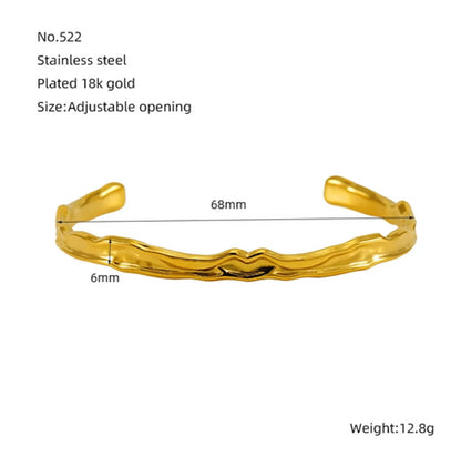 Elegant Lady Classic Style Round Solid Color 304 Stainless Steel 18K Gold Plated Bangle In Bulk