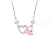 Elegant Lady Commute Heart Shape Sterling Silver Inlay Zircon White Gold Plated Pendant Necklace