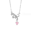 Elegant Lady Commute Heart Shape Sterling Silver Inlay Zircon White Gold Plated Pendant Necklace