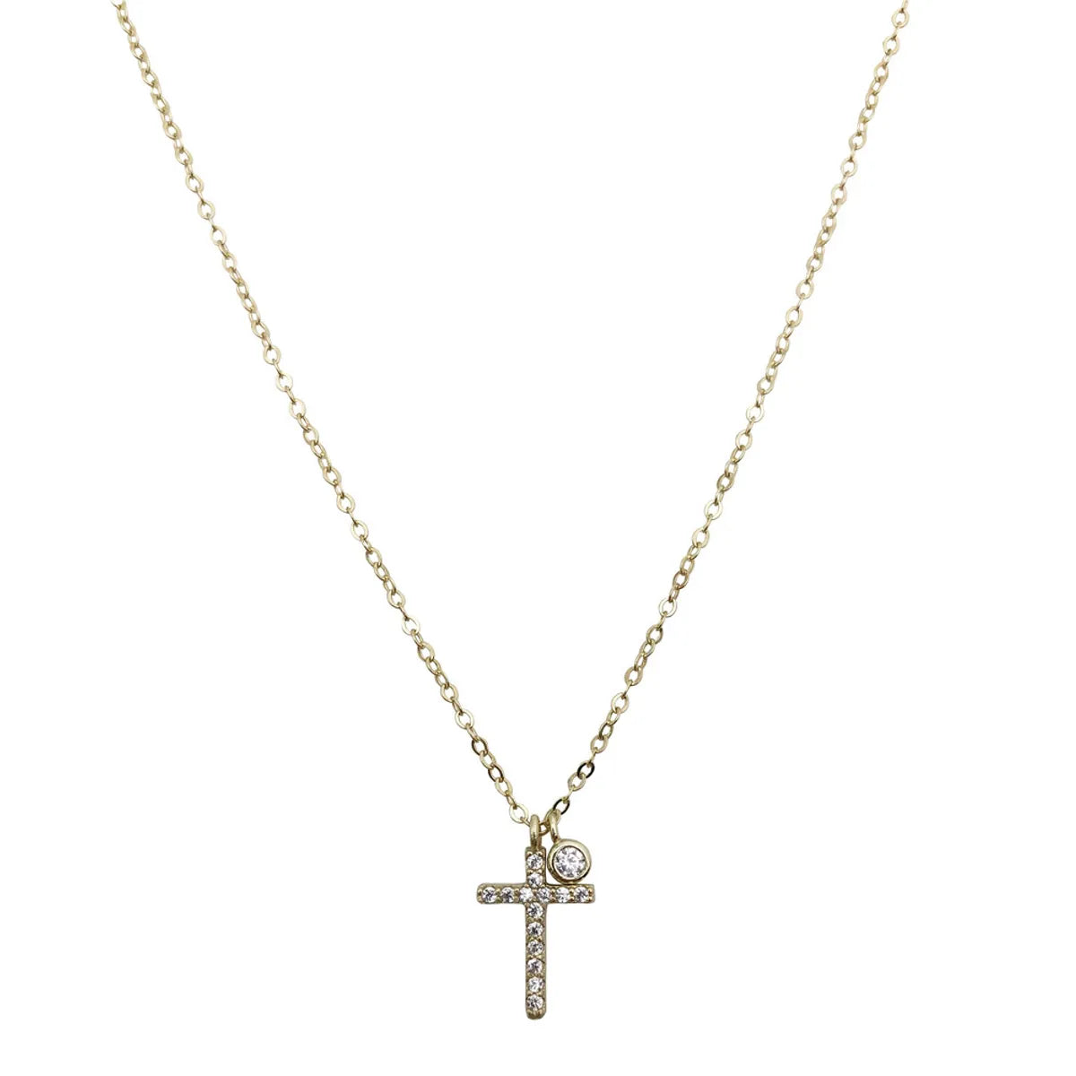 Elegant Lady Cross Sterling Silver Inlay Zircon Pendant Necklace