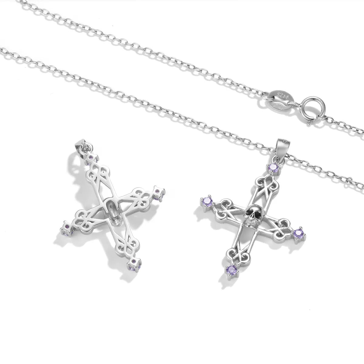 Elegant Lady Cross Sterling Silver Zircon Pendant Necklace In Bulk