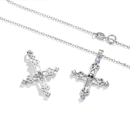 Elegant Lady Cross Sterling Silver Zircon Pendant Necklace In Bulk