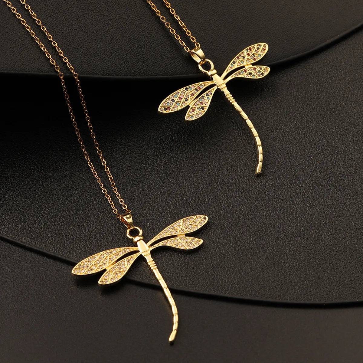 Elegant Lady Dragonfly Copper Pendant Necklace