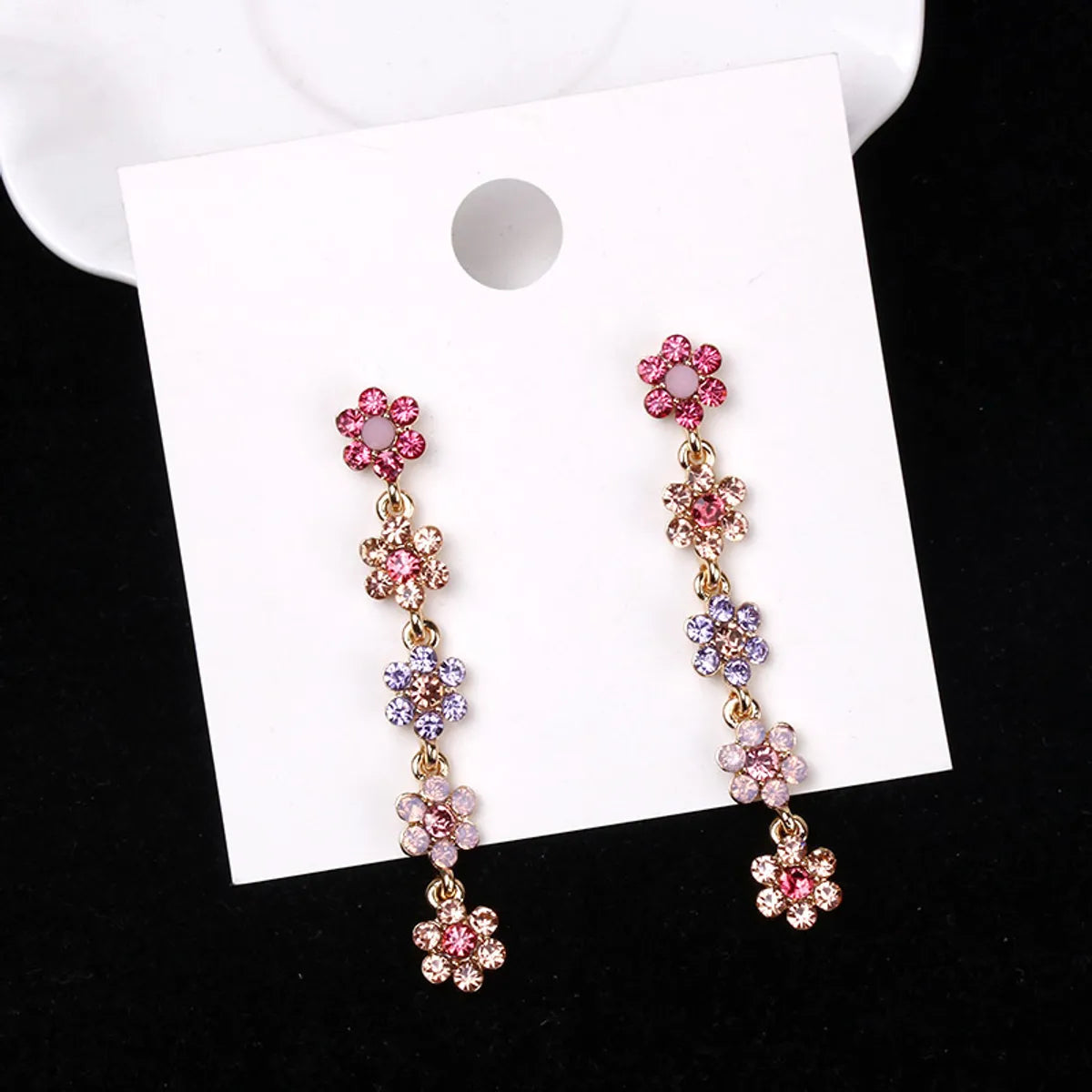 Elegant Lady Flower Alloy Inlay Artificial Gemstones Women'S Drop Earrings