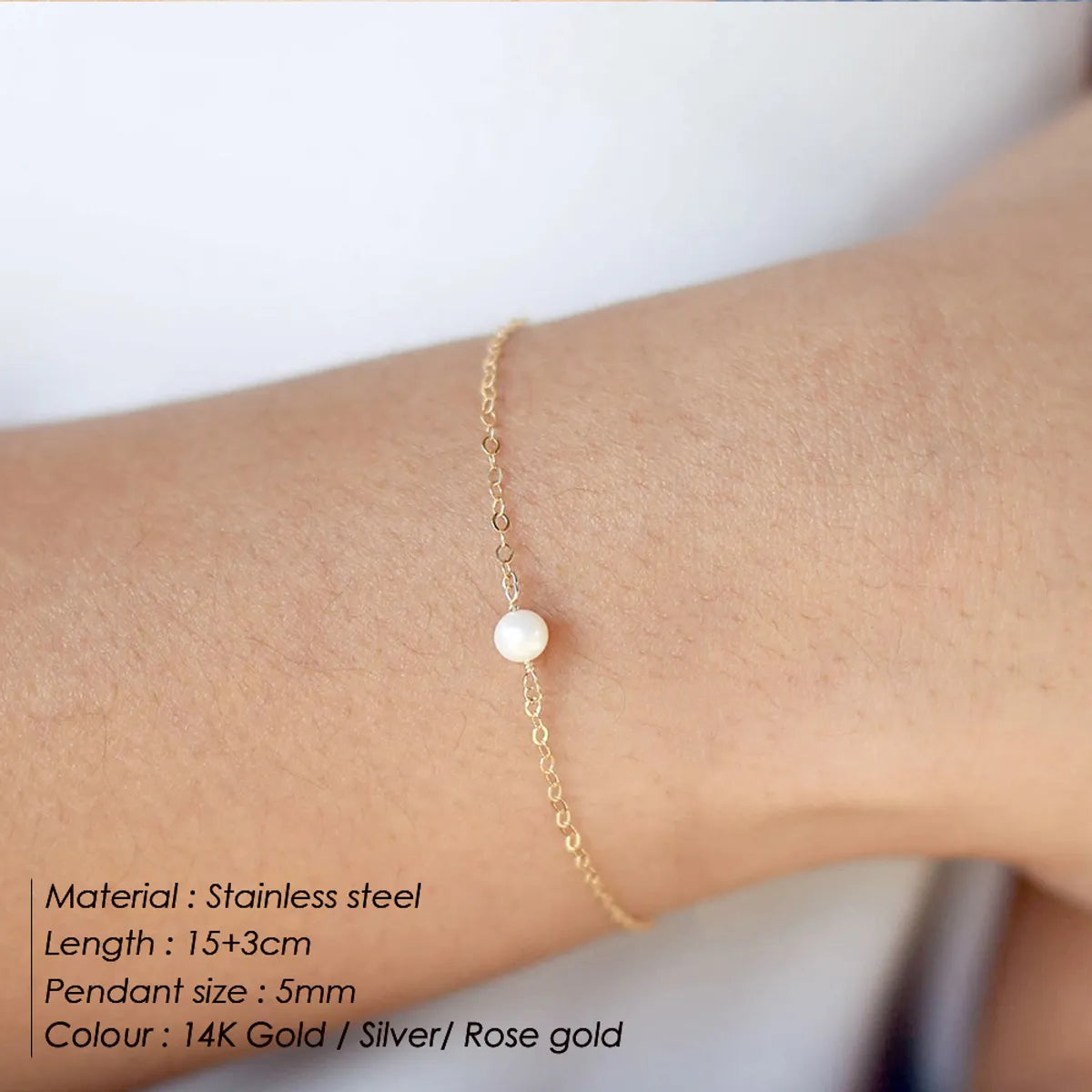 Elegant Lady Geometric 304 Stainless Steel Titanium Steel 14K Gold Plated Rose Gold Plated Silver Plated Imitation Pearl Bracelets In Bulk