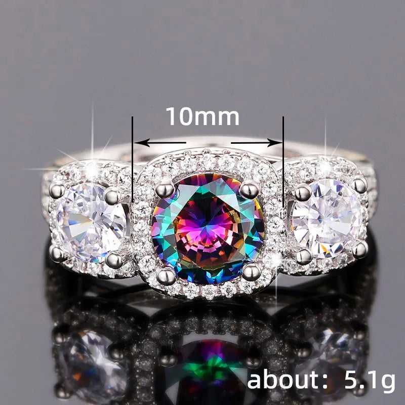 Elegant Lady Geometric Copper Inlay Zircon Rings