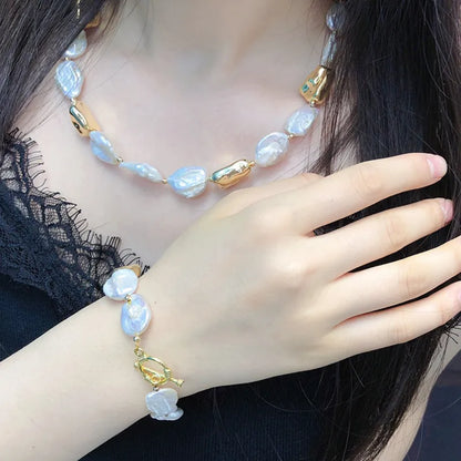 Elegant Lady Geometric Freshwater Pearl Bracelets Necklace In Bulk