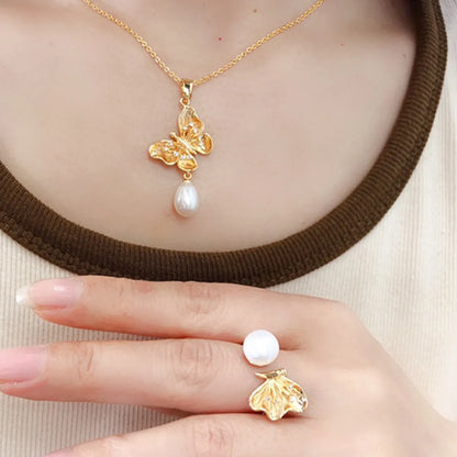 Elegant Lady Geometric Freshwater Pearl Rings Earrings Necklace In Bulk