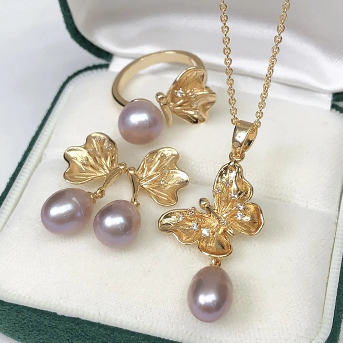 Elegant Lady Geometric Freshwater Pearl Rings Earrings Necklace In Bulk