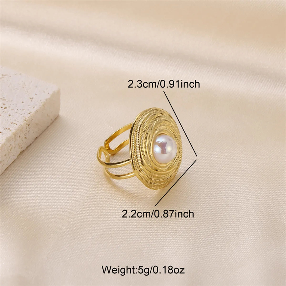 Wholesale Jewelry Elegant Lady Geometric 304 Stainless Steel Pearl 18K Gold Plated Plating Inlay Rings Earrings Necklace