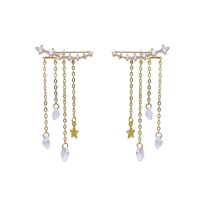 Elegant Lady Geometric Star Alloy Inlay Zircon Women's Drop Earrings