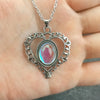 Elegant Lady Heart Shape Alloy Inlay Artificial Gemstones Silver Plated Women'S Pendant Necklace