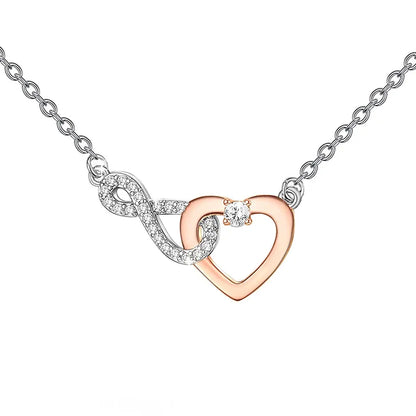 Elegant Lady Heart Shape Sterling Silver Plating Inlay Zircon Pendant Necklace