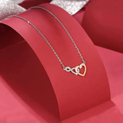 Elegant Lady Heart Shape Sterling Silver Plating Inlay Zircon Pendant Necklace