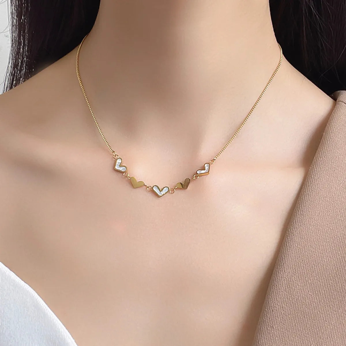 Elegant Lady Heart Shape Titanium Steel Necklace