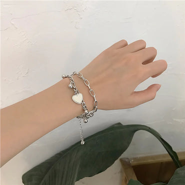 Elegant Lady Heart Shape Titanium Steel Plating Bracelets