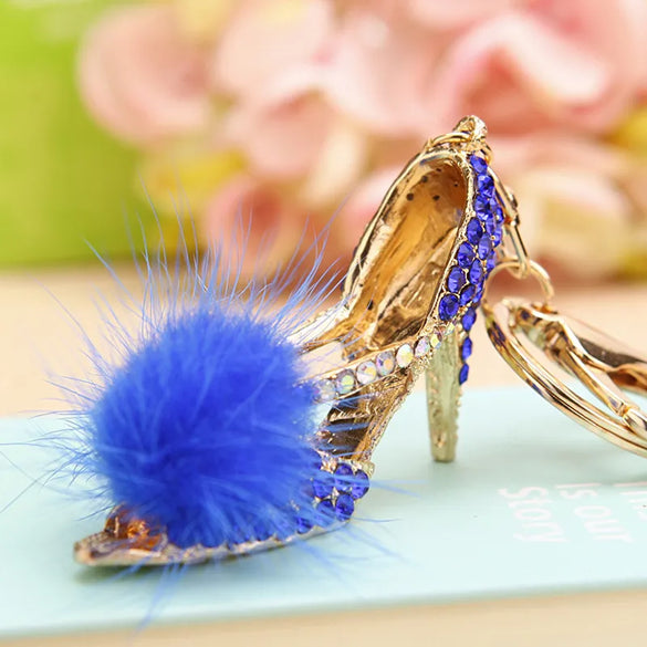 Elegant Lady High Heel Metal Inlay Rhinestones Women'S Bag Pendant Keychain