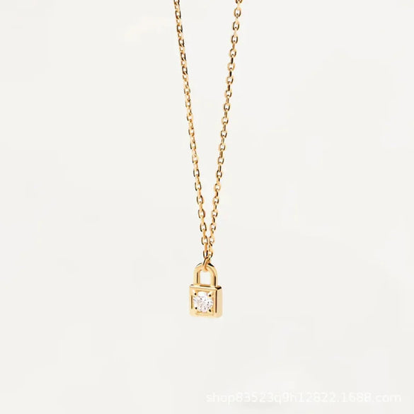 Elegant Lady Lock Sterling Silver Zircon Pendant Necklace In Bulk