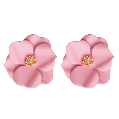 Elegant Lady Simple Style Flower Alloy Stoving Varnish Women'S Ear Studs