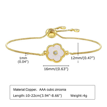 Elegant Lady Simple Style Flower Gold Plated Diamond Copper Wholesale Bracelets