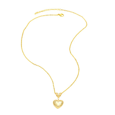 Elegant Lady Simple Style Heart Shape Copper 18k Gold Plated Beads Zircon Pendant Necklace In Bulk