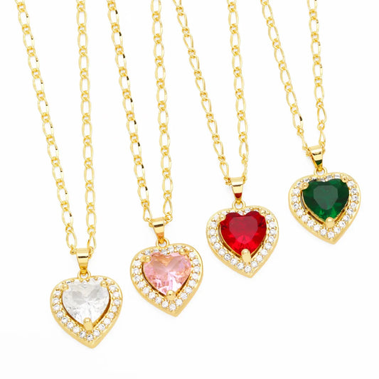 Elegant Lady Simple Style Heart Shape Stainless Steel Copper 18k Gold Plated Zircon Pendant Necklace In Bulk